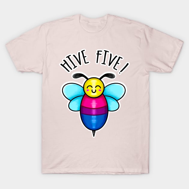 Kawaii Bee Hive Five Bisexual Pride Flag T-Shirt by bolincradleyart